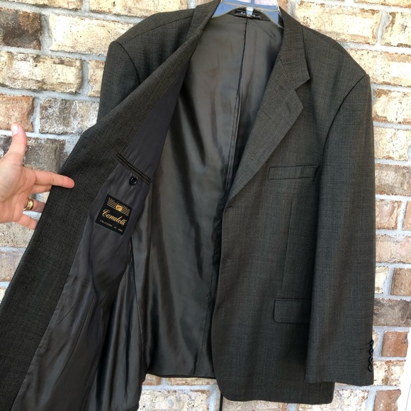 Canaletti Enzo Made In Italy Gray Greenish 3 Buttons Wool Blazer Jacket R 48/43 - Picture 5 of 16